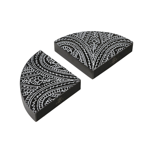 Hand Engraved Black Stone Bookends